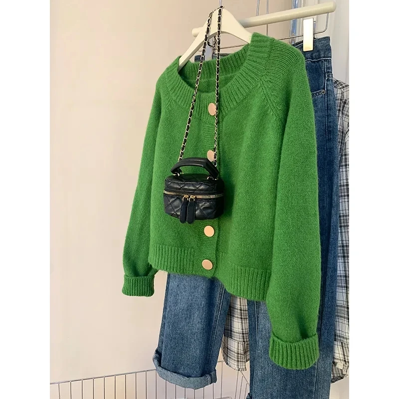 

Spring Autumn 2025 Vintage Versatile Lazy Women Cardigan Sweater Coat Loose Korean Version Female Knitted Sweater Jacket