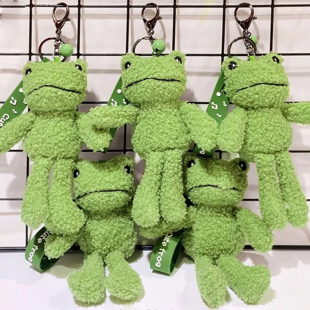 Handbag Keyring Frog Keychain Handbag Accessories Cute Frog Plush Frog Keyring Green Color Creative Gift Stuffed Doll Keychain