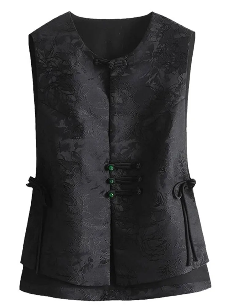 

New Chinese Sle Embroidered Top Layered Svel Faion Design Outerwear Thin Vest Autumn New Sle Pure Color Bal