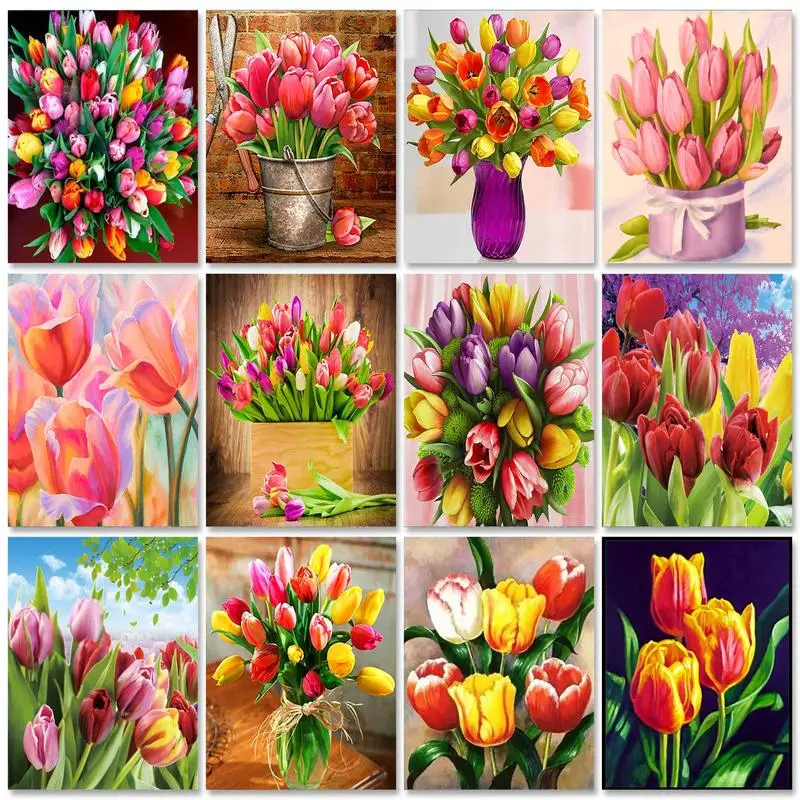 

RUOPOTY Frame Flower Diy Painting By Numbers For Adults Kits Acrylic Paint On Canvas Handpainted For Home Decors
