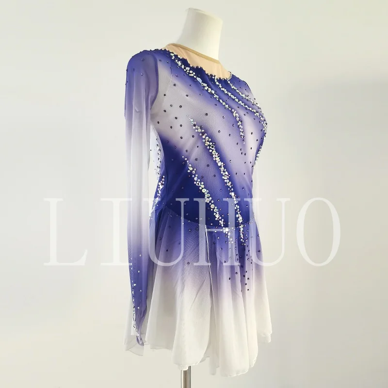 LIUHUO Ijs Kunstschaatsen Jurk Meisjes Vrouwen Tieners Stretchy Spandex Paars Competitie Groothandel BD8982