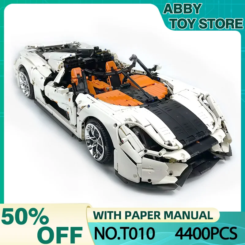 New MOC T010 Technical White City Super Sport Car Hypercar Building Blocks Bricks Puzzle Educational Toy Christmas Gift For Kids