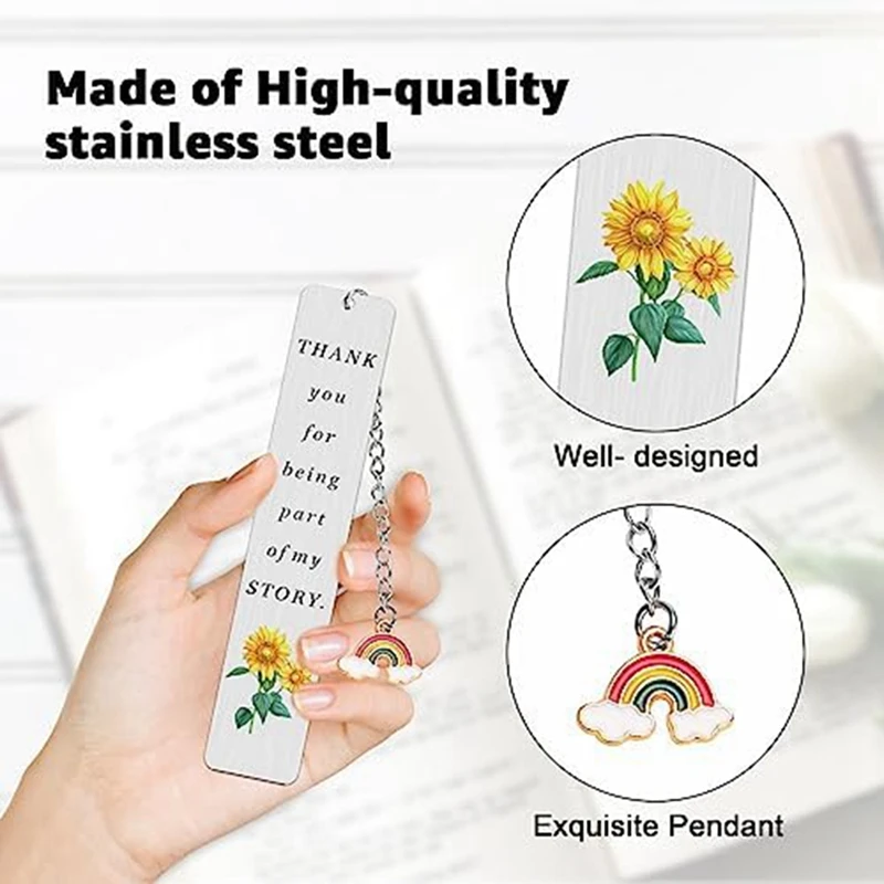 3 PCS Thank You Teacher Gifts, Teacher Bookmark Silver Stainless Steel For Graduation Gift, Retirement, Birthday