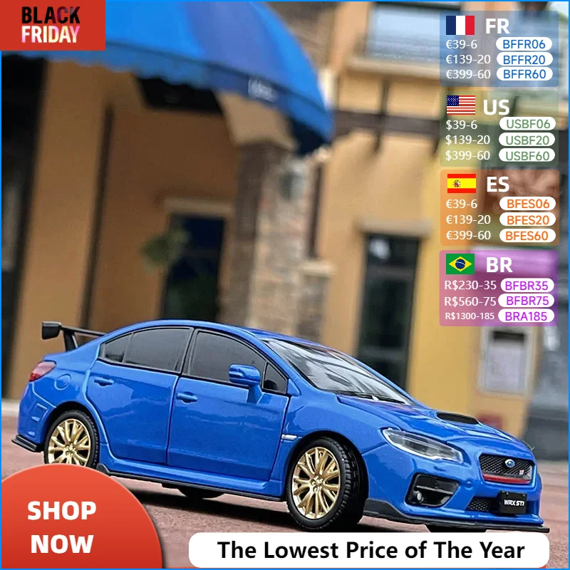 1:32 JDM Subaru STI WRX 2016 Subaru BRZ Supercar Alloy Diecast Car Model Miniature Model With Light Model For Children Car