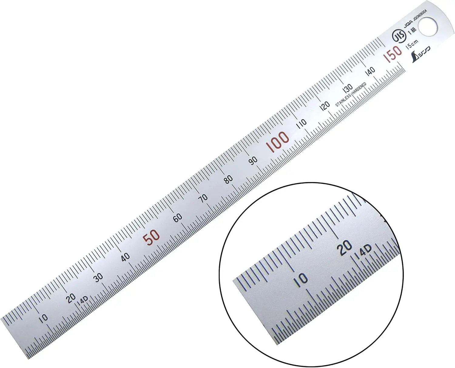 

150 mm Rigid Stainless Steel Ruler, Zero Glare Satin Chrome, mm and .5mm Markings, Precision Photo Etched, JIS Grade 1