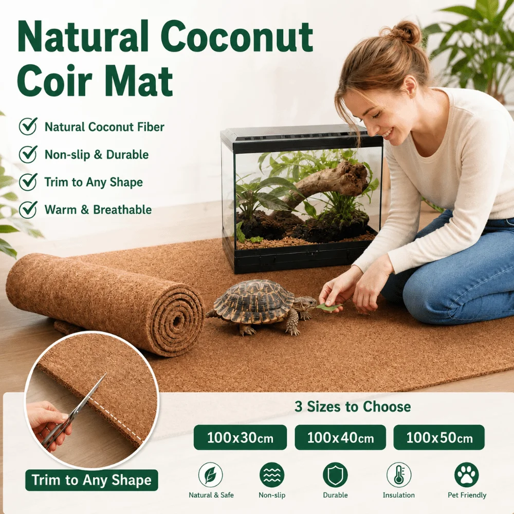 Cuttable Coconut Fiber Mat No Slip 100x30/40/50cm Reptile Terrarium Carpet Moisture Proof Winter Insulation Agrofabric Weed Mat