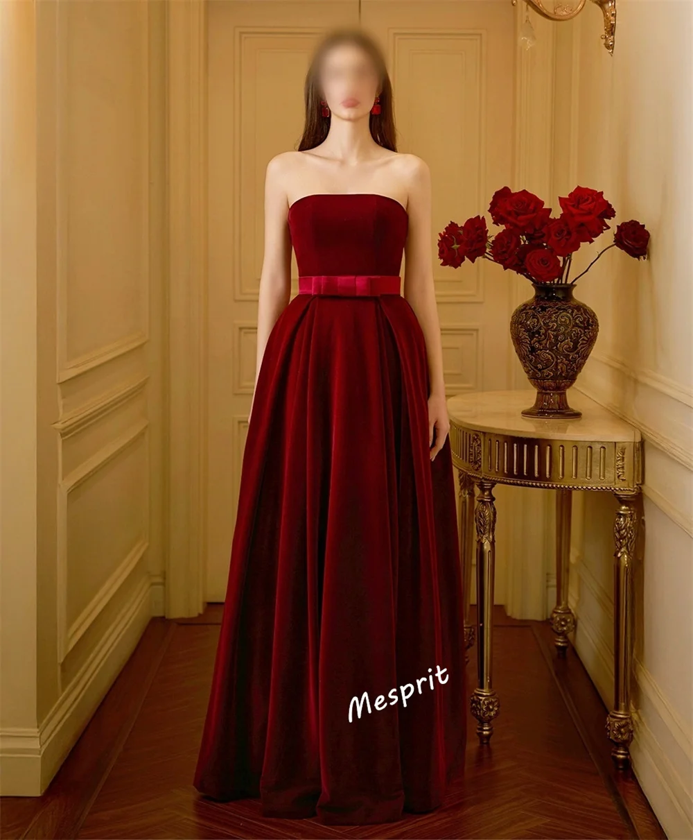 Personalizado elegante plisado sin tirantes A-line vestidos largos vestido de noche Formal ocasión a medida encantador vestido de fiesta de alta calidad