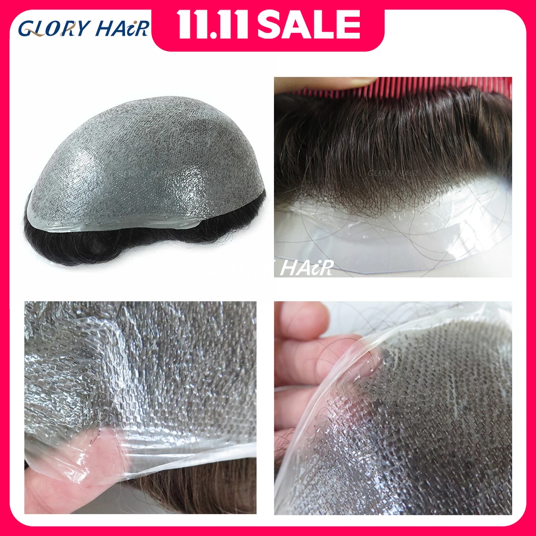 

OS21 Clearance 0.03mm Super Thin Skin Toupee Wig All V Loop Discounted Price Hair Unit Men's Capillary Prosthesis Wig