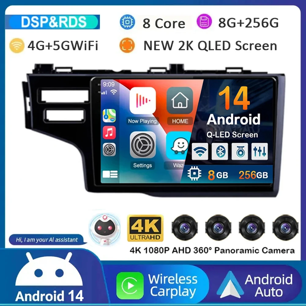 

Android 14 Carplay Auto For Honda Jazz 3 2015-2020 Fit 3 GP GK 2013-2020 LHD Car Radio Multimedia Player Stereo GPS Head Unit 4G