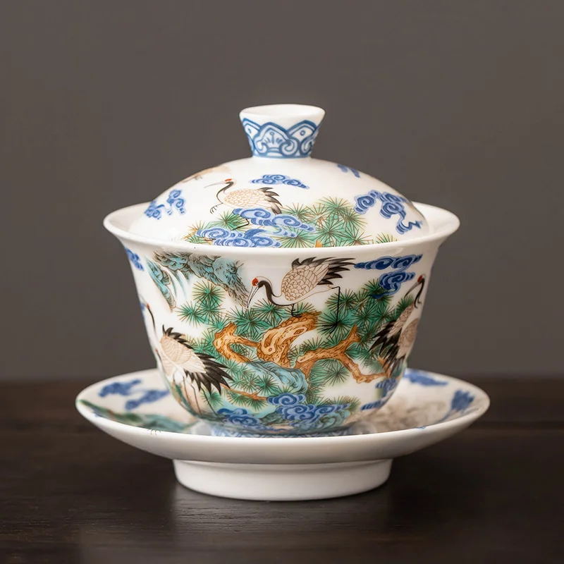 Enamel color, ceramic tea set, one pot, six cup set