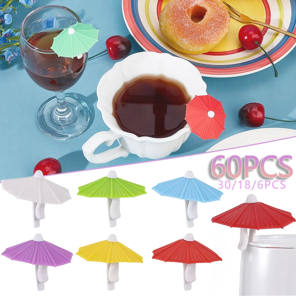 6-60PCS Regenschirm Wein Glas Marker Trinkbecher Identifizierung Zeichen Mark Party Liefert Wein Glas Charme Kennzeichnung Liefert
