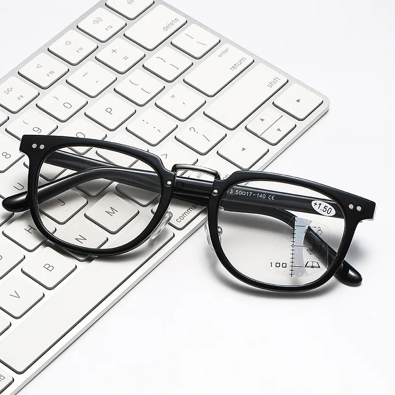 إطار بصري بيضاوي عتيق مضاد للضوء الأزرق نظارات قراءة للرجال خفيفة الوزن نظارات فوتوكروميك تقدمية