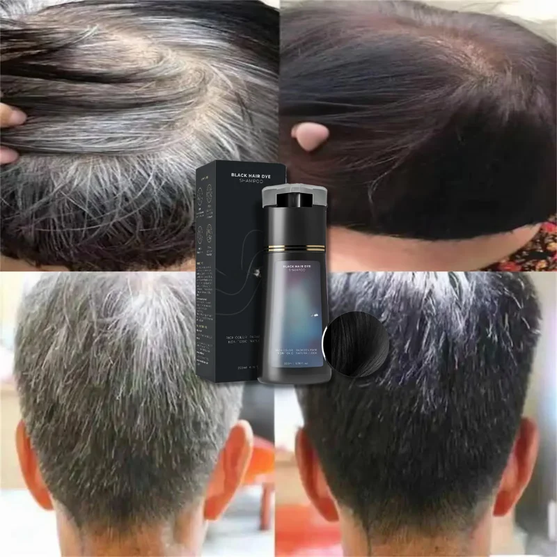 شامبو تلوين صبغة شعر من الأبيض إلى الأسود 3 في 1 صبغة شعر تغذي صبغة ملونة تدوم طويلاً للنساء والرجال تغطية الشعر الرمادي العناية بالشعر #3