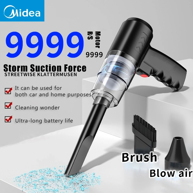 Midea potente aspiradora inalámbrica portátil para coche 3 en 1 120W de mano para el hogar y el automóvil ligero inalámbrico recargable nuevo