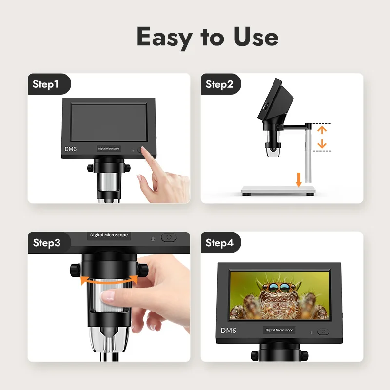 4.3inch LCD Microscope with 8 LEDs Professional Soldering Micorscope 1000X Magnification Coin Microscope for Electronics Repair