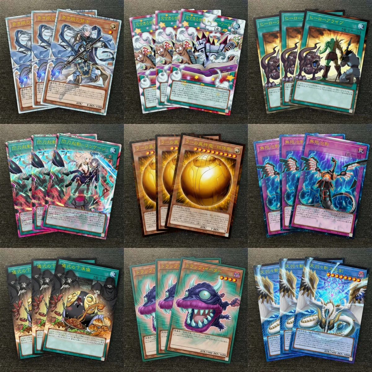 9models Yu-Gi-Oh！ DIY Sage with Eyes of Blue Universal N-Card Trap Eater/Hero Alive/Moon World/The Winged Dragon of Ra Game Card