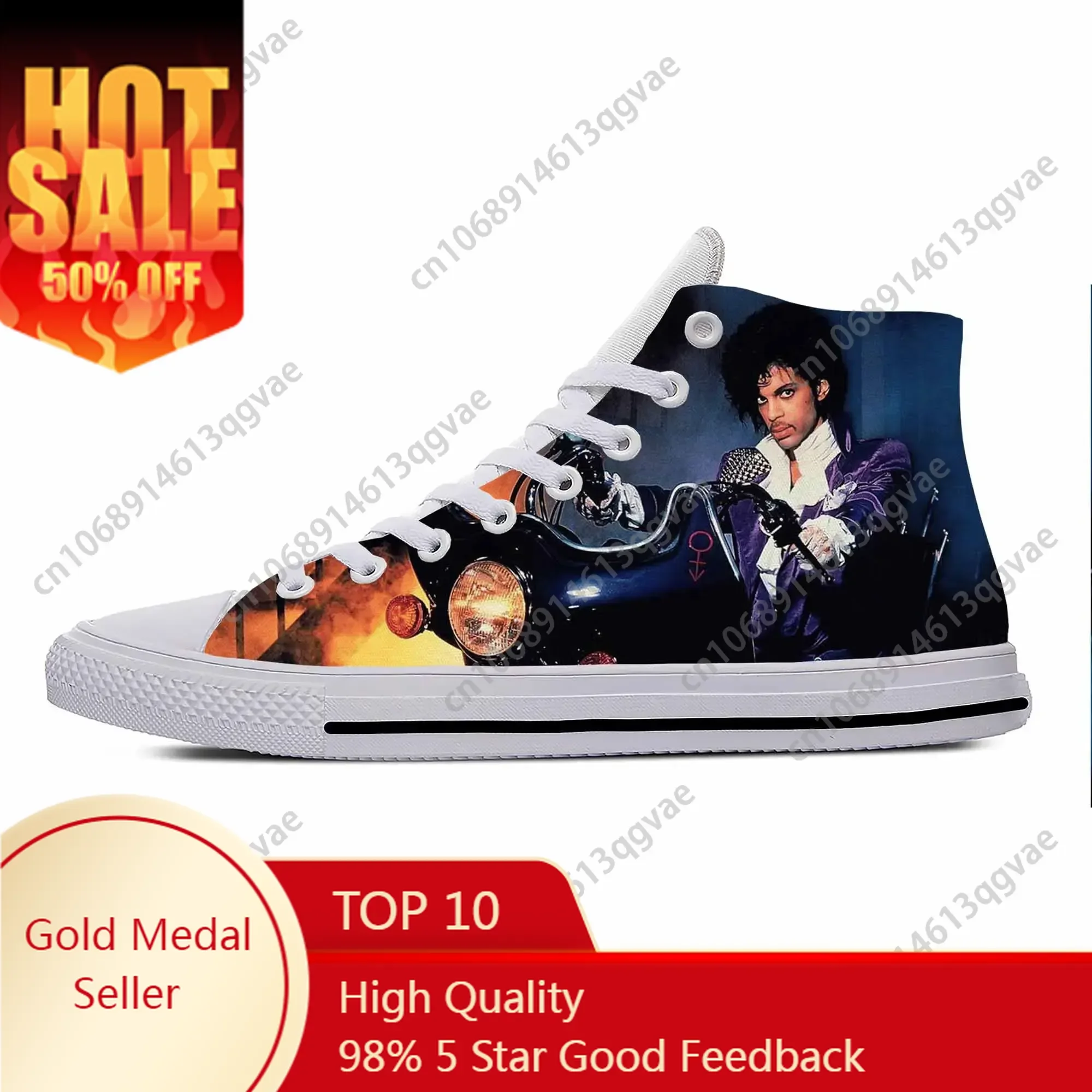 

Prince Rogers Nelson Purple Rain High Top Sneakers Mens Womens Teenager Canvas Lightweight Sneaker Casual Couple Custom Shoes