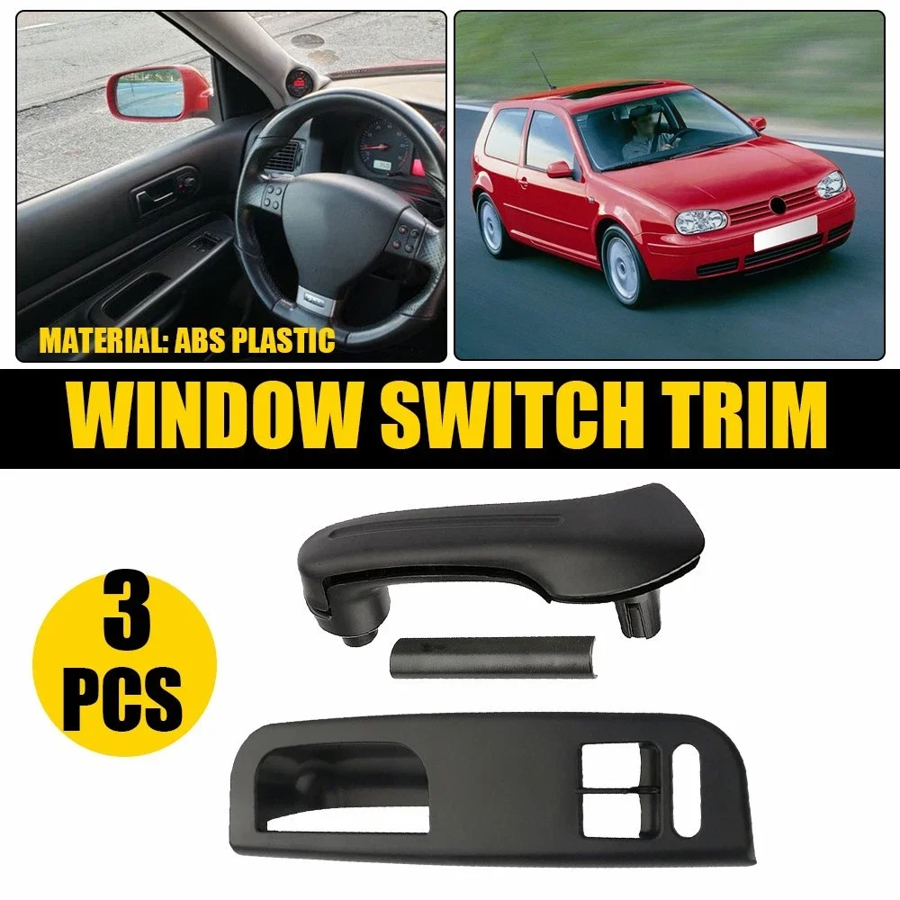 

Для VW Jetta Bora/Golf MK4 1999-2005 (2-дверные модели), комплект из 3 черных накладок на внутренние дверные ручки и рамки переключателей, номера деталей 3B1867171D, 1J4867180A