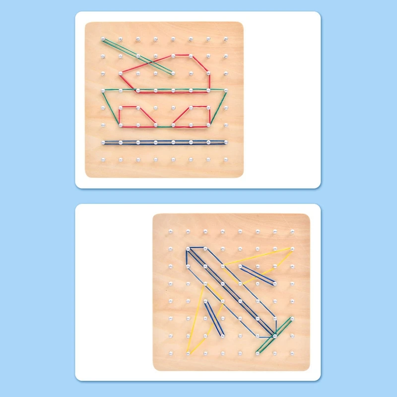 Puzzle géométrique mathématique pour enfants, planche à ongles d'opération, aide fuchsia avec élastique, jouet de puzzle