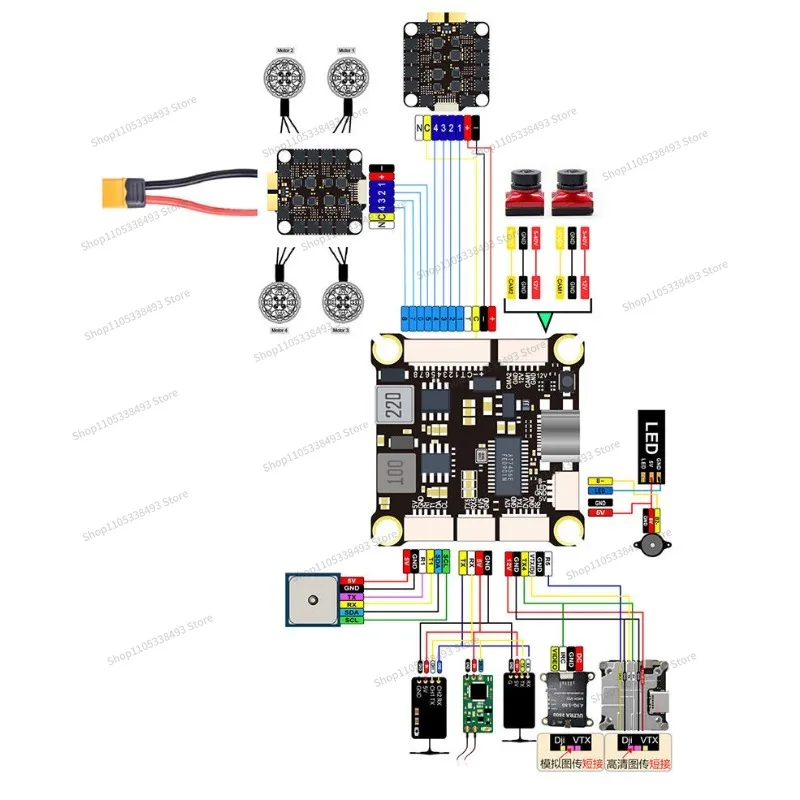 For H743 + QH80 Fly Tower 100A/120A ESC, Flight Controller, Crossing Machine