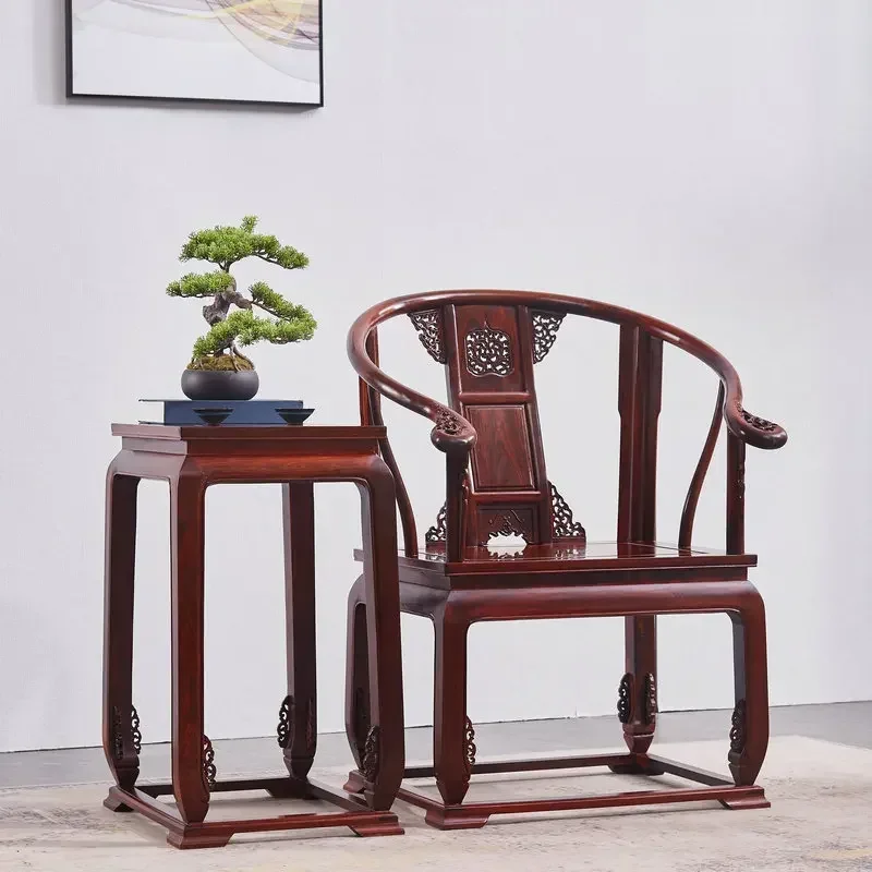 Retro chair East African rosewood palace chair three-piece mahogany chair East African rosewood casual classical solid wood 3