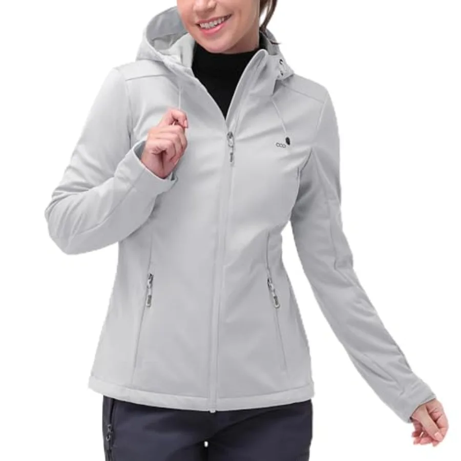 

33000Feet Women's Softshell Jacket with Hood Waterproof Lightweight Windbreaker Windproof Rain Shell Jacket for Outdoor Hiking