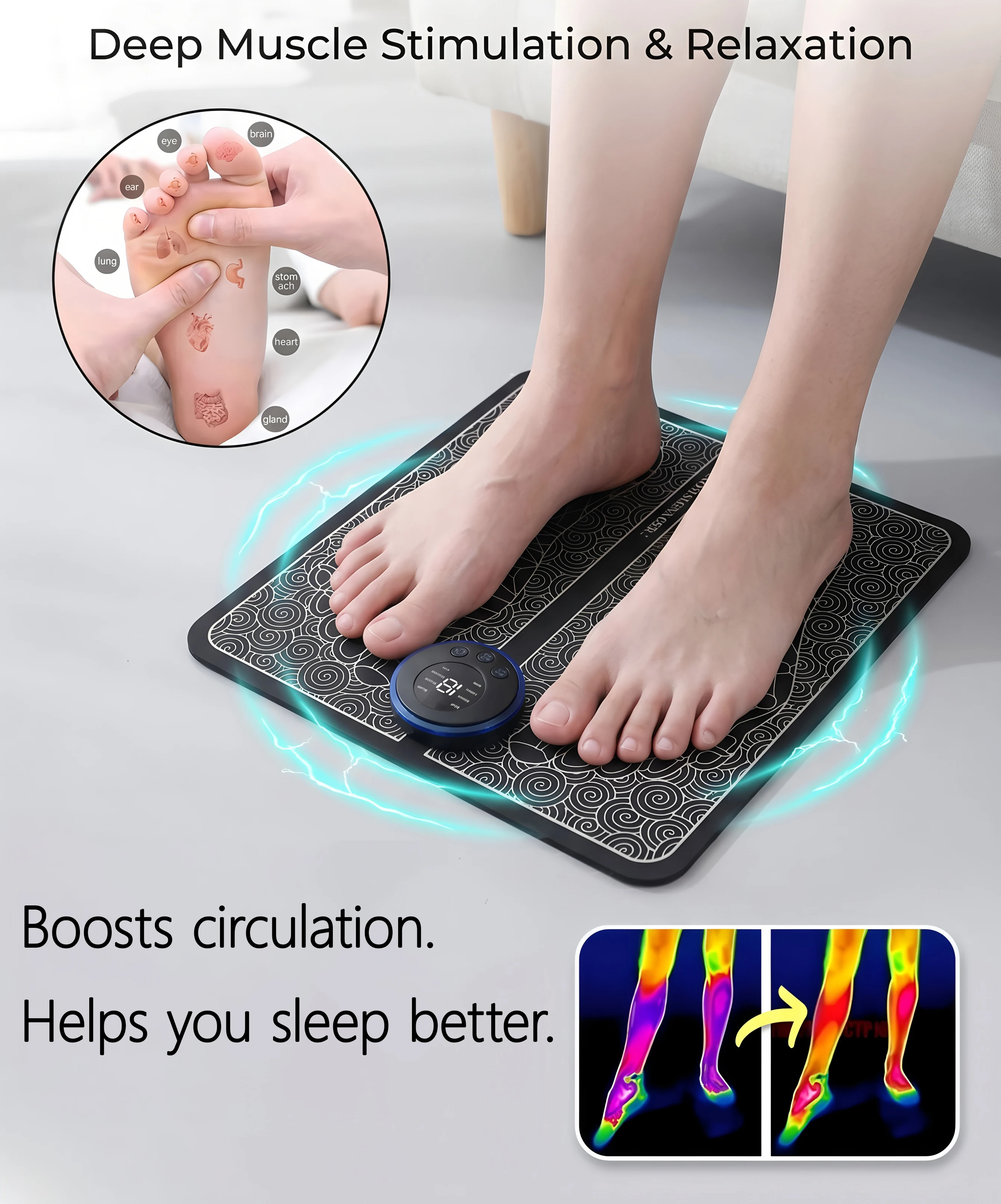 2026Foot Massager Foot Therapy Machine EMS Foot Massage Pad Pulse Fully Automatic Foot Meridian Pressing Device