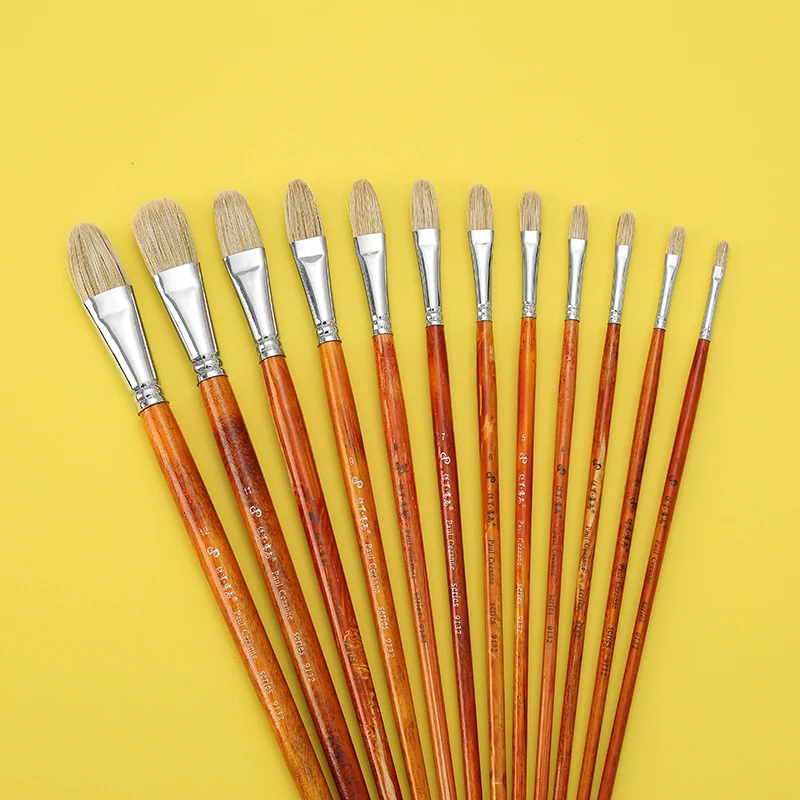 Round Peak Oil Brush Bristle Gouache Acrylic Oil Painting Watercolor Pen, Suitable for Beginners Art Students Artists Painting
