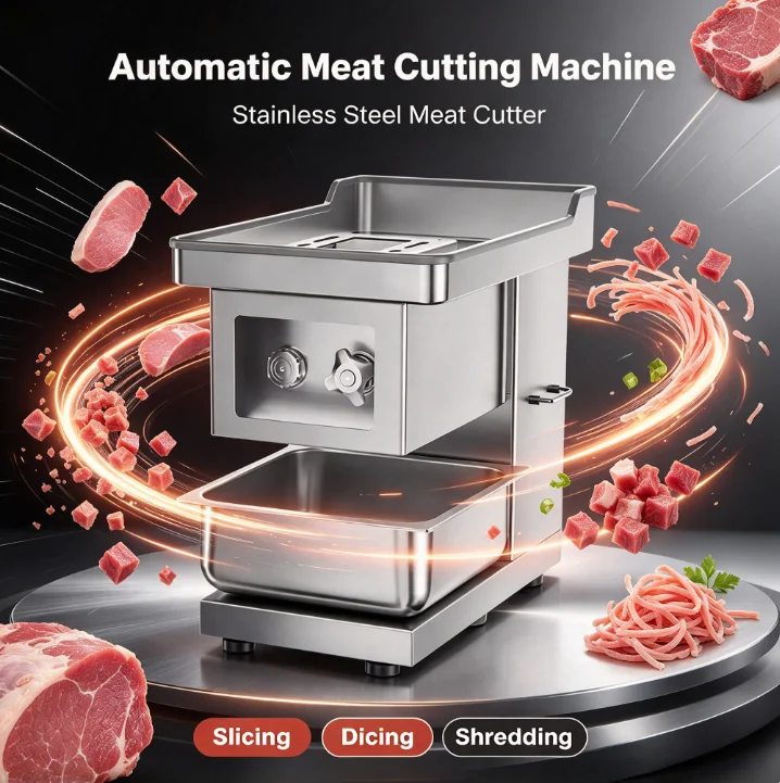 Electric Meat Slicer Grinder Stainless Steel Body Mincer Cutter Dicer Shredder Chopper Vegetable Processor Kitchen Appliance