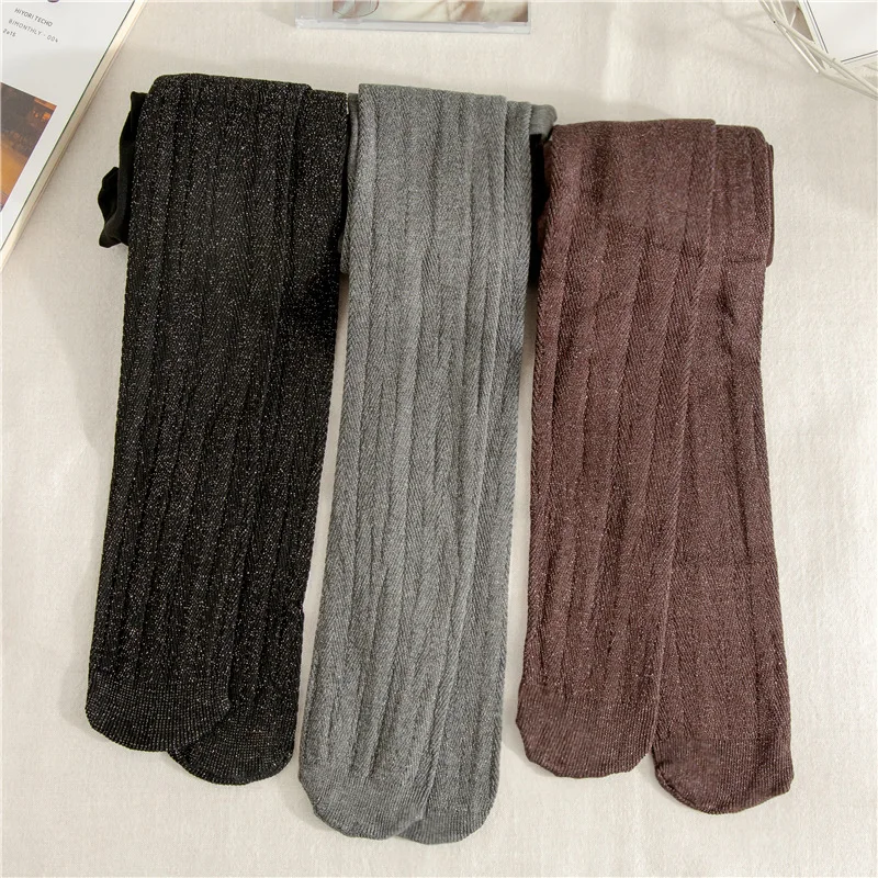 

Sexy Winter Leggings Brown Socks Sparkling Silver Silk Pantyhose Women Женские Колготки