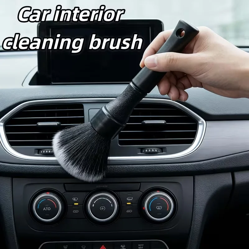 1PC Black Soft Bristled Dust Brush - Suitable for Cleaning Car Interiors, Instrument Panels, and Computer Keyboards