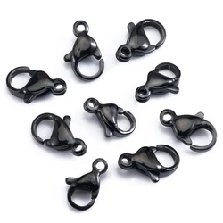 20pcs Black Stainless Steel Lobster Clasps 9/10mm Connector Clasp for DIY Bracelet Necklace Chain Claw Jewelry Making Supplies