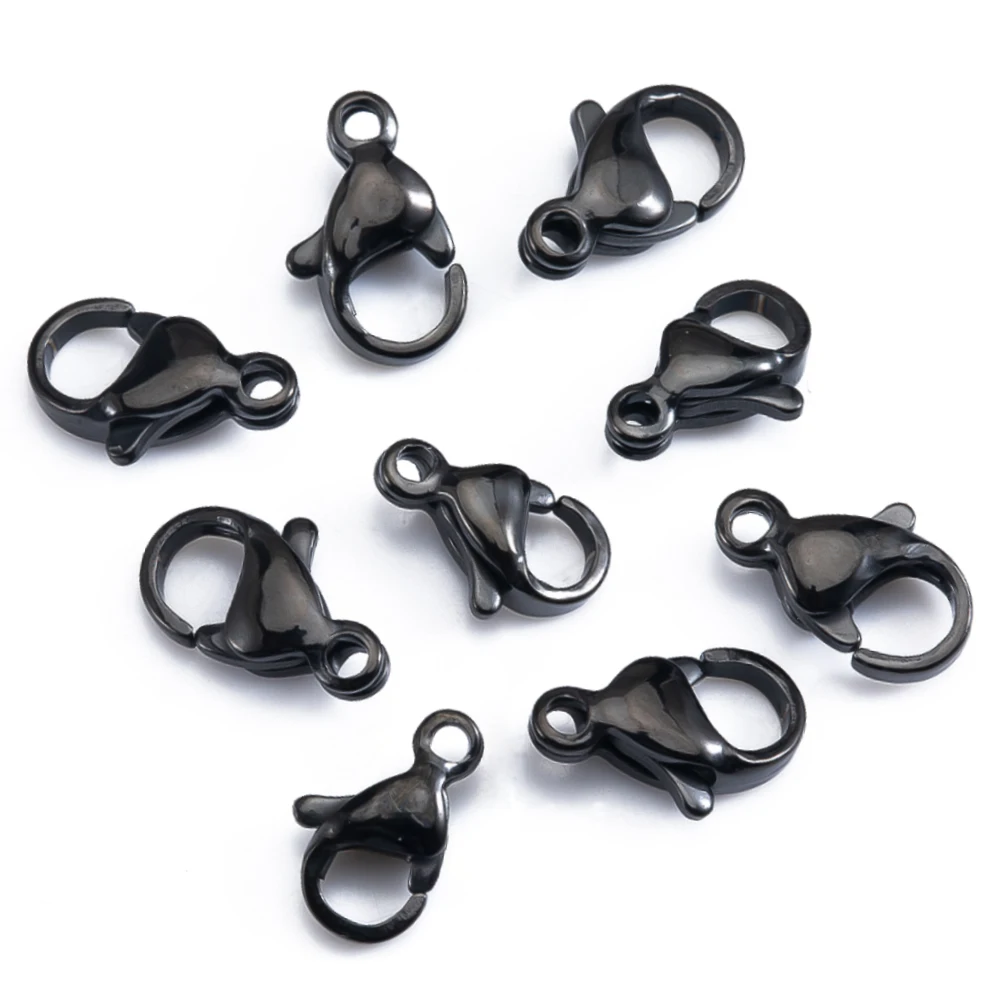 20 sztuk czarne zapięcia homara ze stali nierdzewnej 9/10mm zapięcie złącza dla DIY bransoletka naszyjnik łańcuszek pazur akcesoria do wyrobu biżuterii