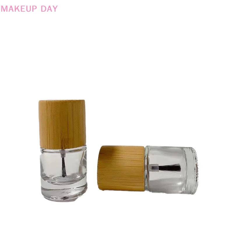 1pcs Nail Art Glue Bottle Bottle 5ml 8ml 10ml Glass Nail Oil Bottle Hair Brush Solid Wood And Bamboo Cover Nail Oil Bottle  ﻿ ﻿