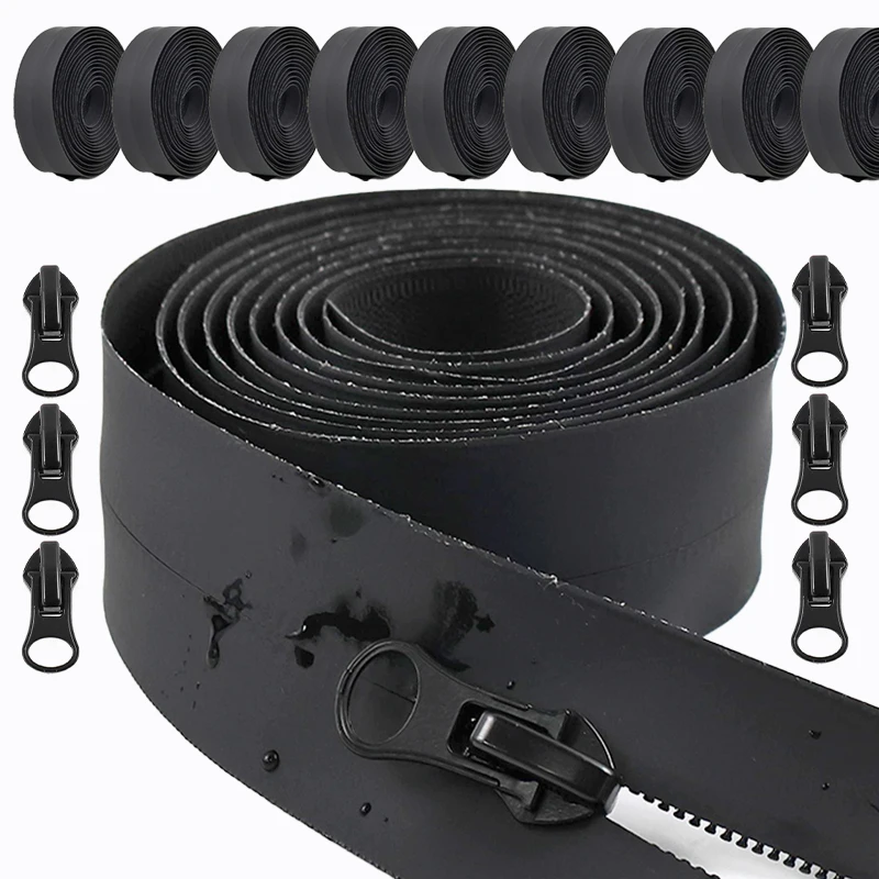 8/10M Meetee 3#5#8#10# Black Reverse Zip with Sliders  Waterproof Nylon Zipper Tape Tent Jacket Closure Zips Repair Accessories