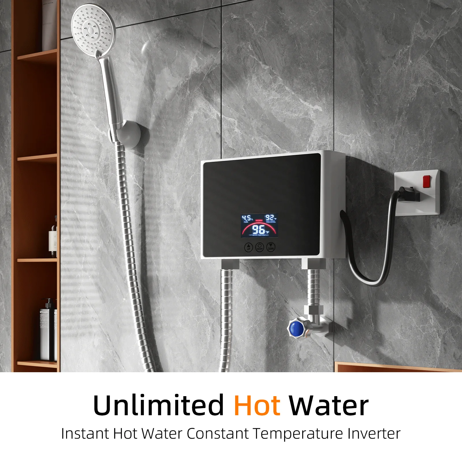5500W Mini Electric Tankless Water Heater Constant Temperature Instant Hot Water Heater with Remote Control for Home Bathroom