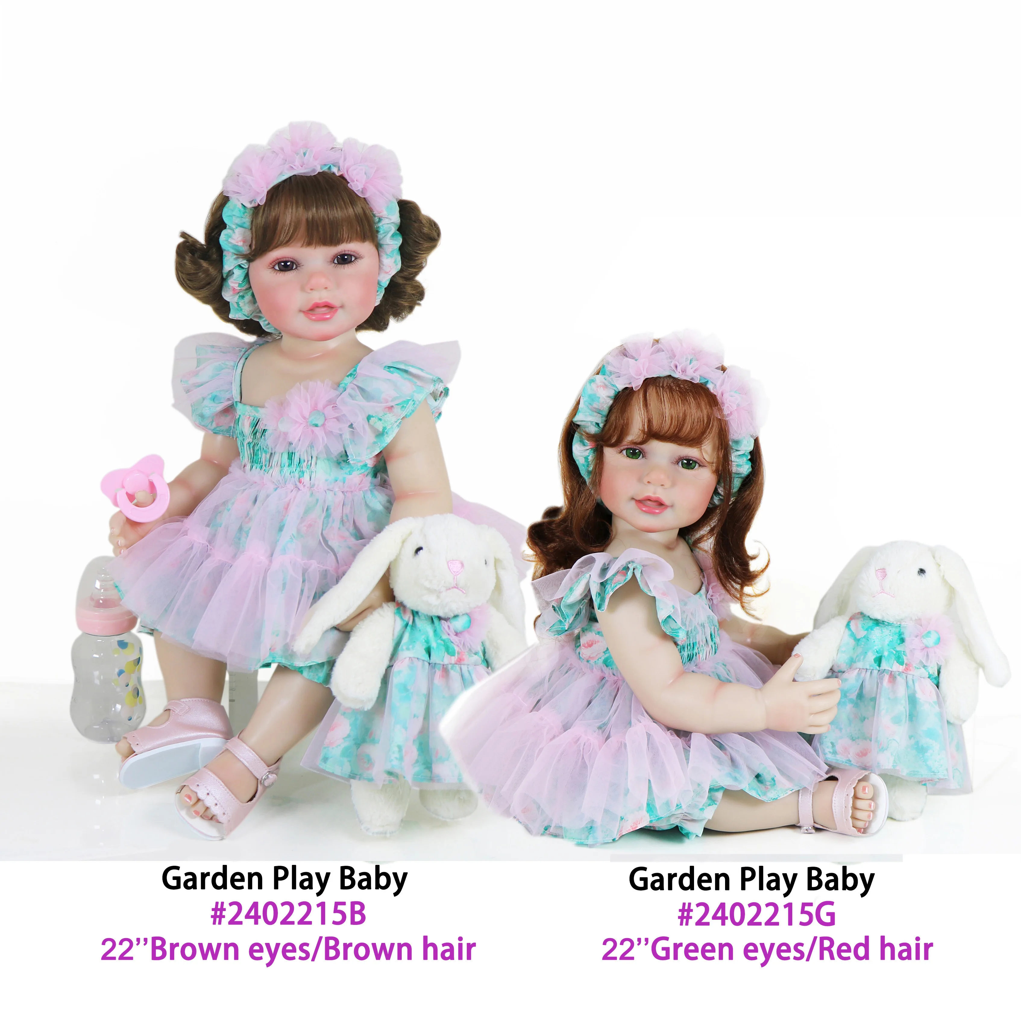 Reborn Toddler Girl Doll -22 inch Garden Play Baby with 3D Painted Skin on full vinyl with Rooted hair Christmas Gift