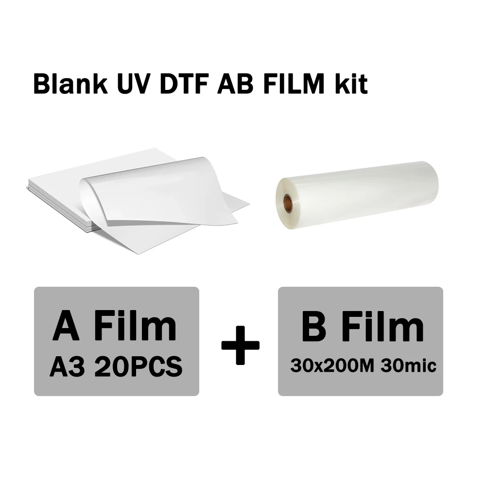 BLANK UV DTF AB FILM Kit A3 20Sheets  B FILM 30X200M waterproof Transfer Sticker