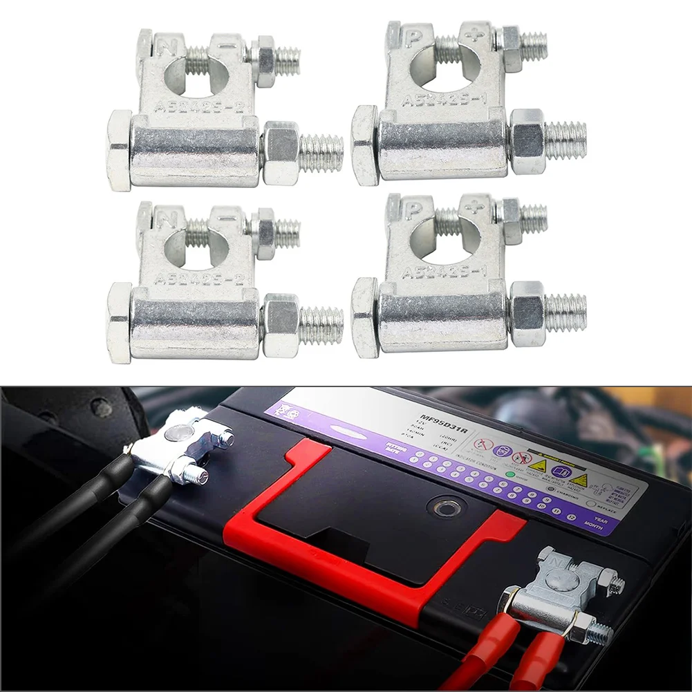 Cable End Clamp Military Battery Terminal 4Pcs for car  boat  truck  RV vehicles  camper  ATV  UTV Zinc Alloy Silver