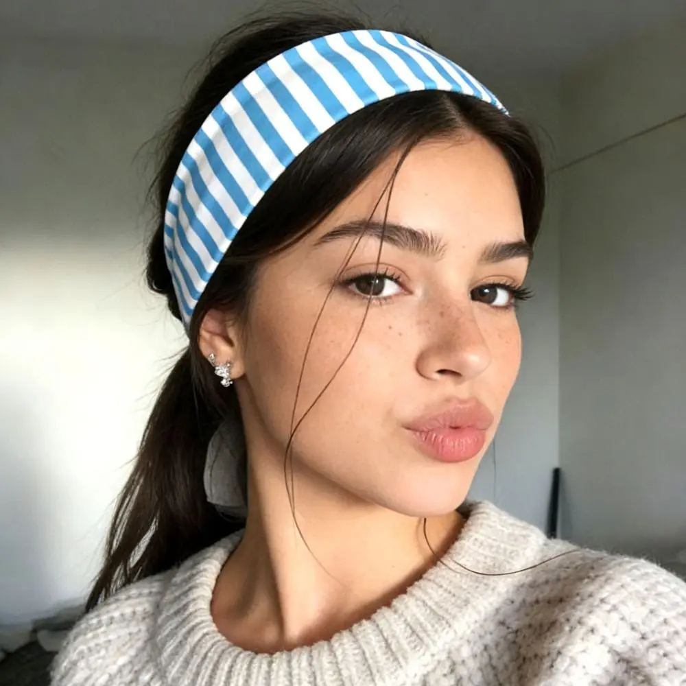 

Новая спортивная повязка на голову с полосками, впитывающая пот, нескользящая, из полиэстера, эластичная, для йоги.