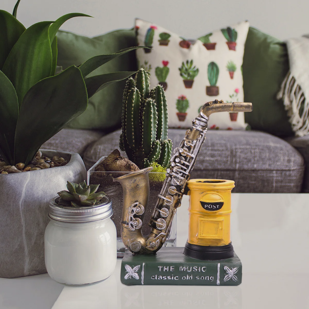 Étui à pinceaux de maquillage Vintage, 1 pièce, porte-outil de conception de Saxophone rétro, porte-stylo créatif, accessoire de bureau élégant