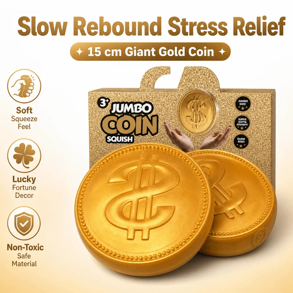 15cm Extra Large Big Gold Coin Squeeze Embossed Dollar Sign Soft Maltose Fidget Realistic Coin Shape Slow Resilience