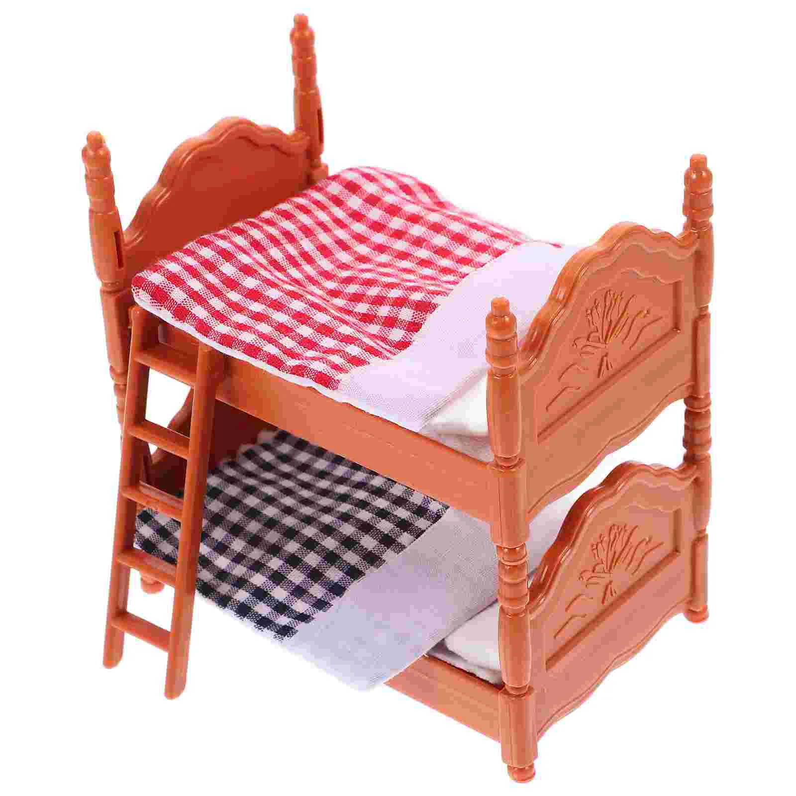 1pc Creative Mini Double Beds Mini Bunk Beds Practical Simulation Bed House Bed House Furniture