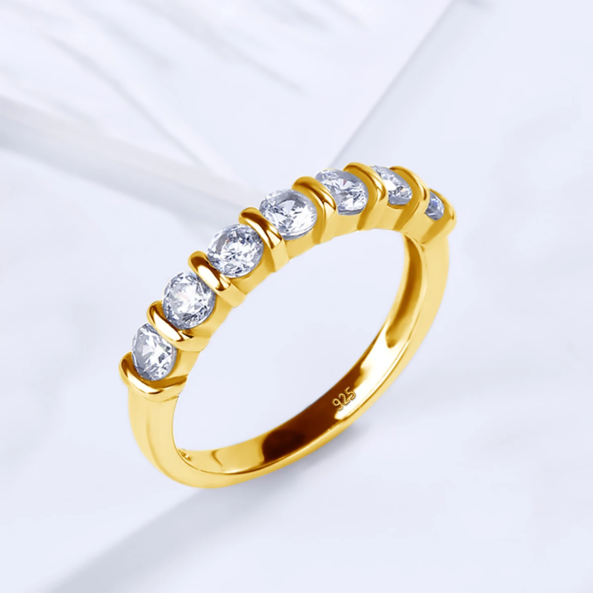 925 Silber Bubble Ring für Damen, Moissanit Ehering, Ewigkeitsring, 7-Stein-Verlobungsschmuck mit Zertifikat – Detail 2
