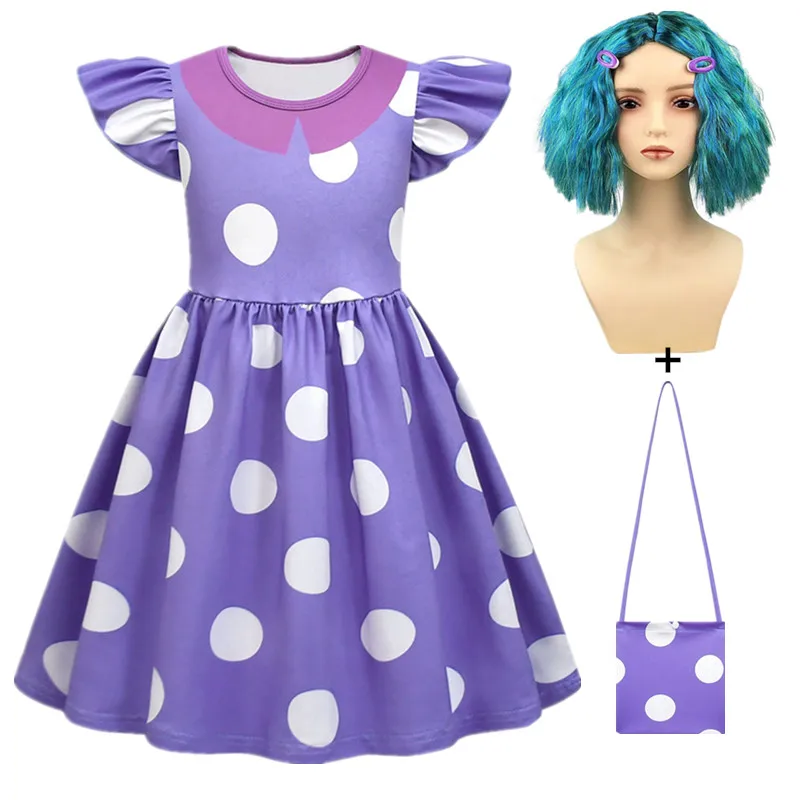 Girls cosplay I-inside-out 2 envy Long Sleeveless Baby Evening Dress Teenage Girls Dance Princess Dress kids halloween costume