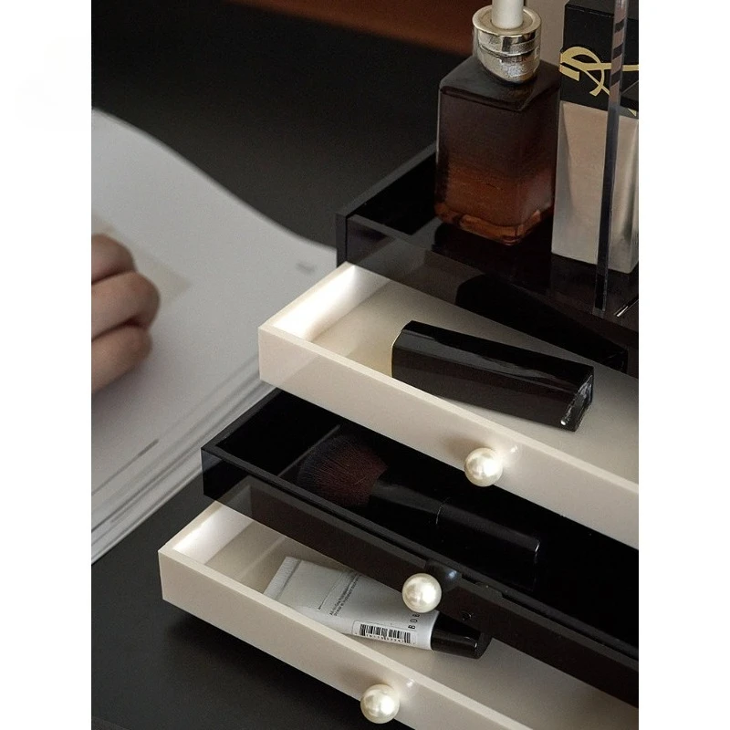 Rotating Multifunctional Cosmetics Storage Box, Desktop Acrylic Skin Care Products Dresser Perfume Drawer Shelf