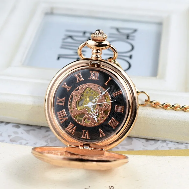 Cao Cấp Vàng Cơ Đồng Hồ Bỏ Túi Cho Nam Nữ Rỗng Mặt Số La Mã Vàng Ốp Lưng Fob Dây Chuyền Mặt Dây Chuyền Đồng Hồ Cho Bộ Sưu Tập Quà Tặng