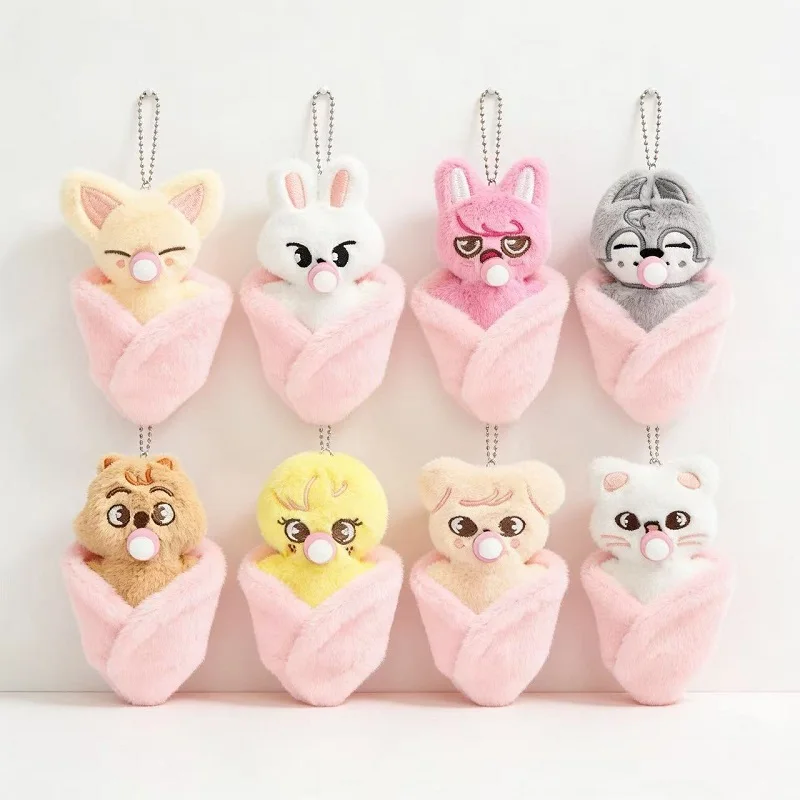

8 new 2026KPOP Street children's pacifier toy Felix Hyunjin plush cute doll keychain HAN backpack pendant gift SKZOO