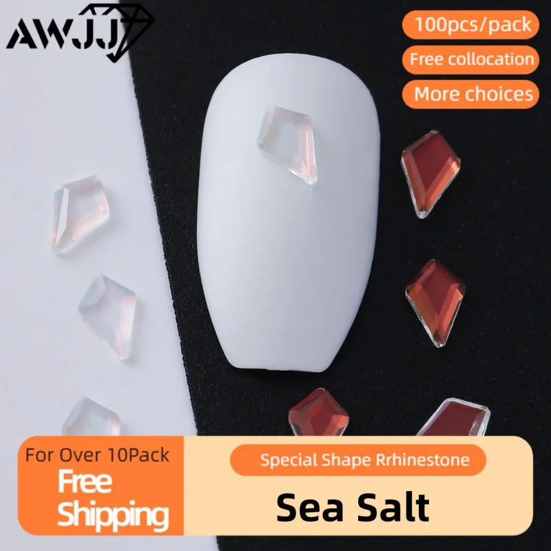 100pcs/pack Dreamy Transparent Sea Salt Toned Nail Diamonds Gateway to an Underwater Fantasy Self-Adhesive Nail Art Rhinestones