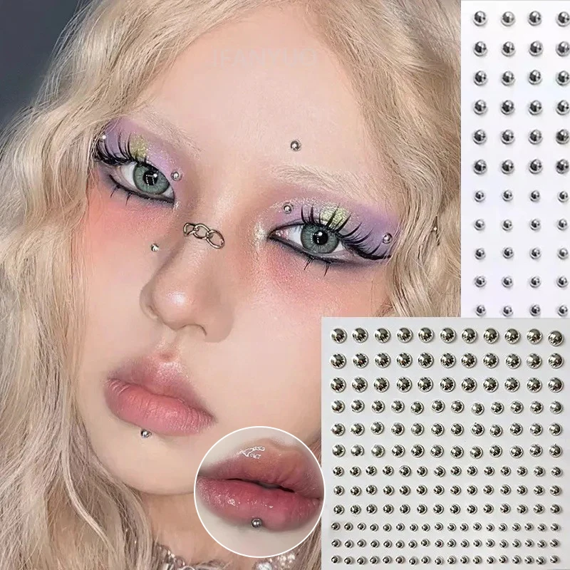 

Серебристые накладные наклейки для губ, бровей, ушей, непирсинговые серьги, самоклеящиеся многоразовые накладные губы, ногти, кольцо для бровей, носа, украшения для тела